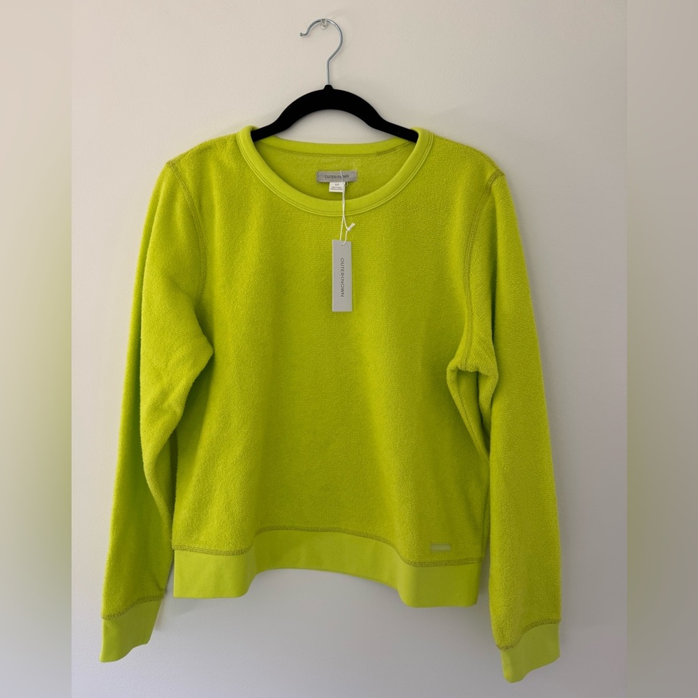 NWT Outerknown Neon Yellow Sustainable Crewneck Sweatshirt size S